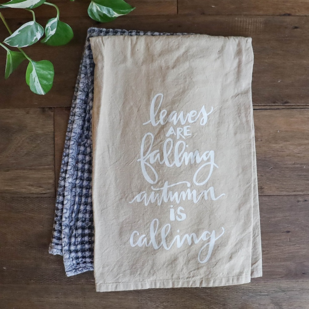 🍁 "Leaves Are Falling" Cotton Dish Towel